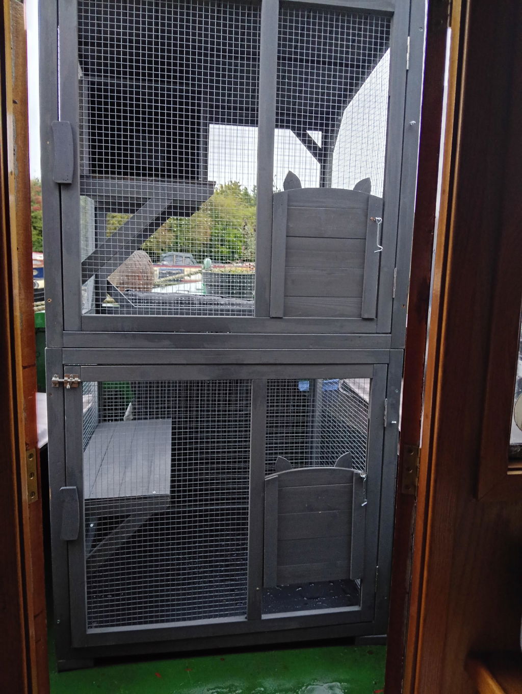 Movable Outdoor Catio with Resting Box, 3 Jumping Platforms, Waterproof Asphalt Roof for Outdoor Indoor