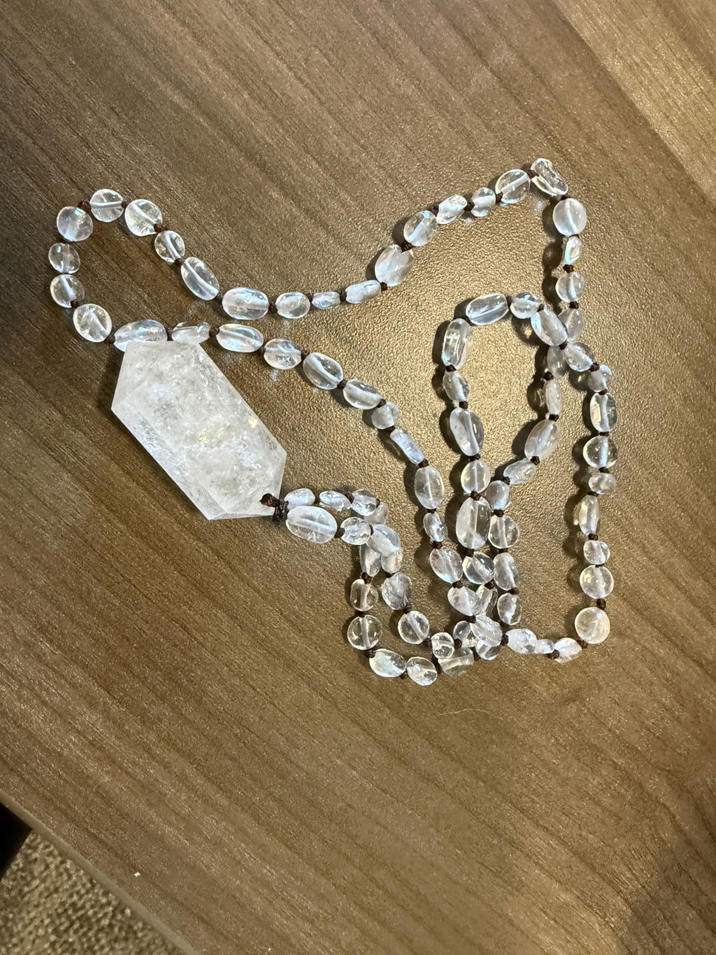 Clear Quartz Necklace Crystal Pendant - Beaded Necklace