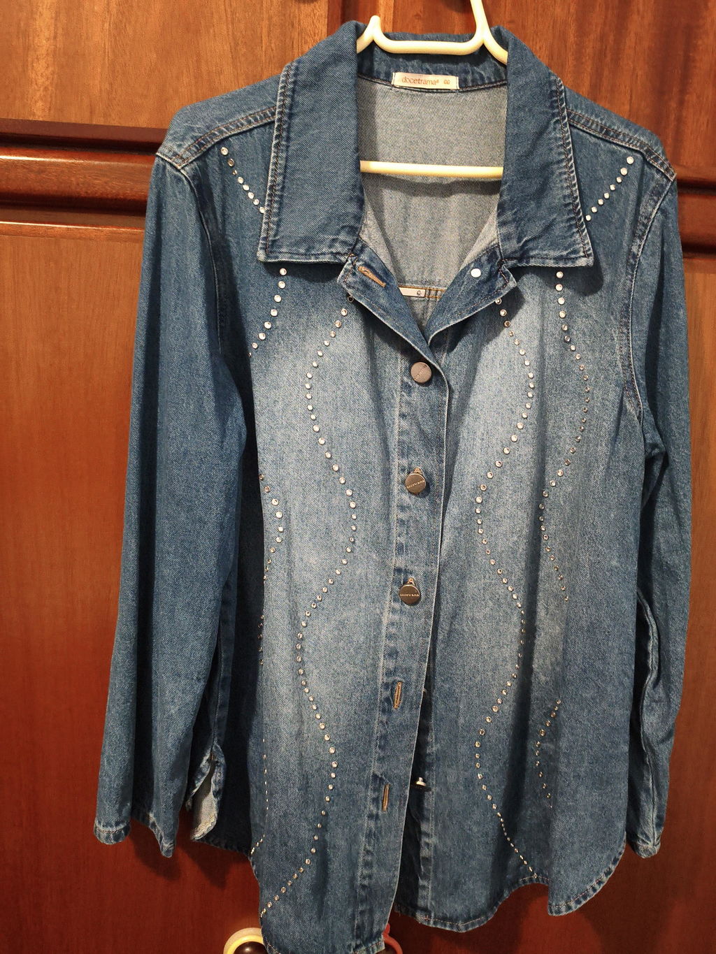 Camisa Overshirt Retrô Glam em Denim
