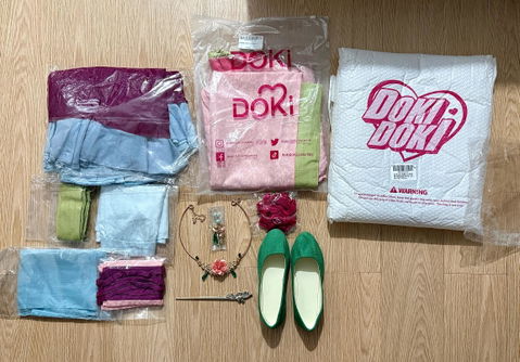 【Ready For Ship】DokiDoki Anime The Apothecary Diaries Cosplay Mao Mao Wig / Hairpin / Earring / Bow Clip / Necklace Maomao Long Straight Green Hair Maomao