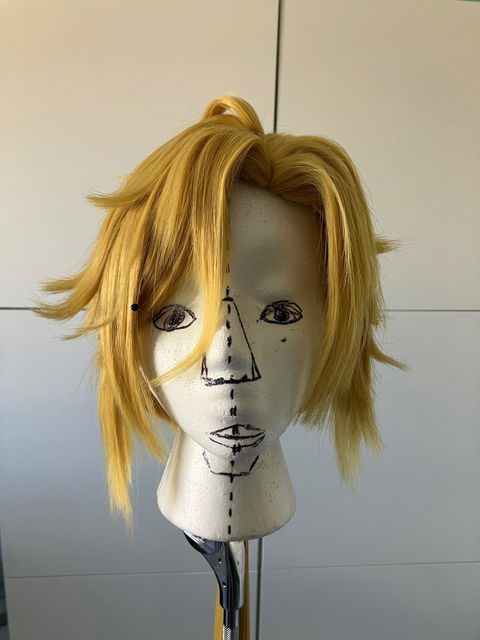 【Ready For Ship】DokiDoki Game Zenless Zone Zero Cosplay Hugo Cosplay Wig / Earrings Long Straight Blond Hair Ponytail ZZZ