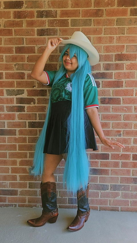 【Ready For Ship】DokiDoki Cosplay Long Straight Blue/Green Wig/ Tattoo