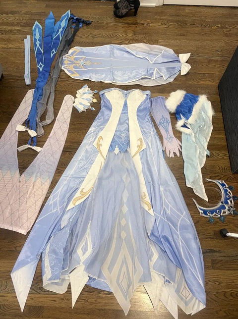 【Costume Ready For Ship】【Size XS-3XL】DokiDoki-R Game Genshin Impact Cosplay Tsaritsa Costume / Crown Anastasya Feodorovna Snezhnaya Sudden Snow
