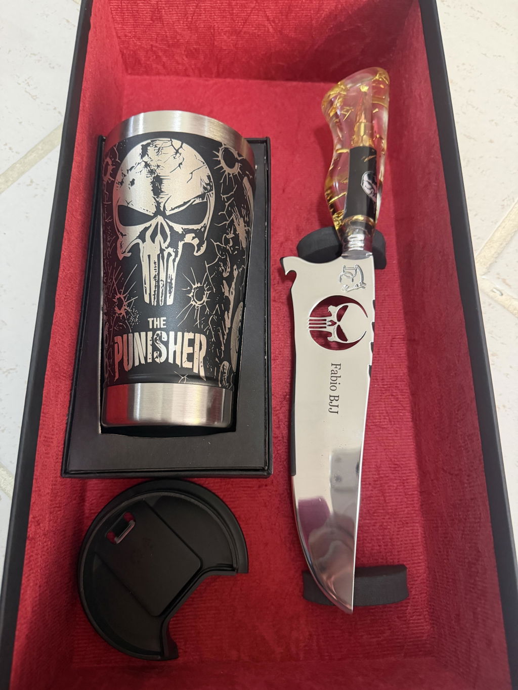 Kit Copo Térmico e Faca - The Punisher