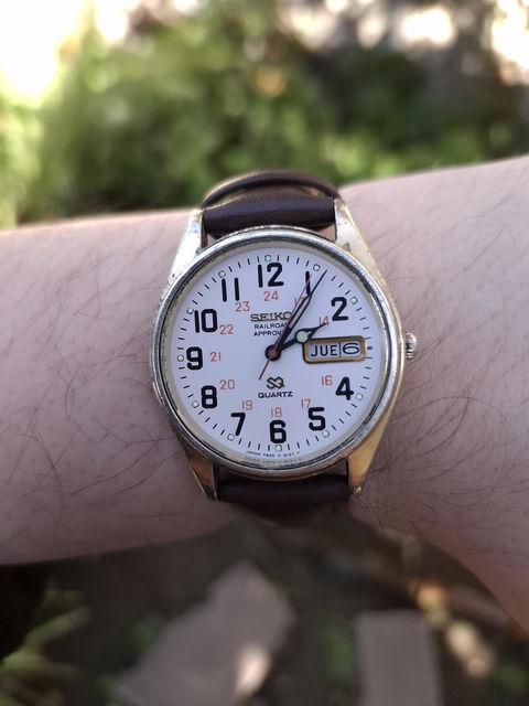 Reloj Seiko SQ Railroad Approved 7546-8069 Agosto 1979 Japón ÚNICO