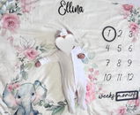 The Cute Elephant Baby Milestone Blanket – Personalized Photo Prop & Gift