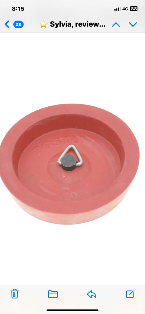 Red Pinned Rubber Plug Suits 52~58mm Sink, Basin and Bath 62050