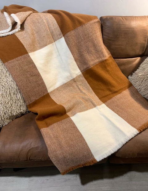 Alpaca-Wool Plaid Throw Blanket