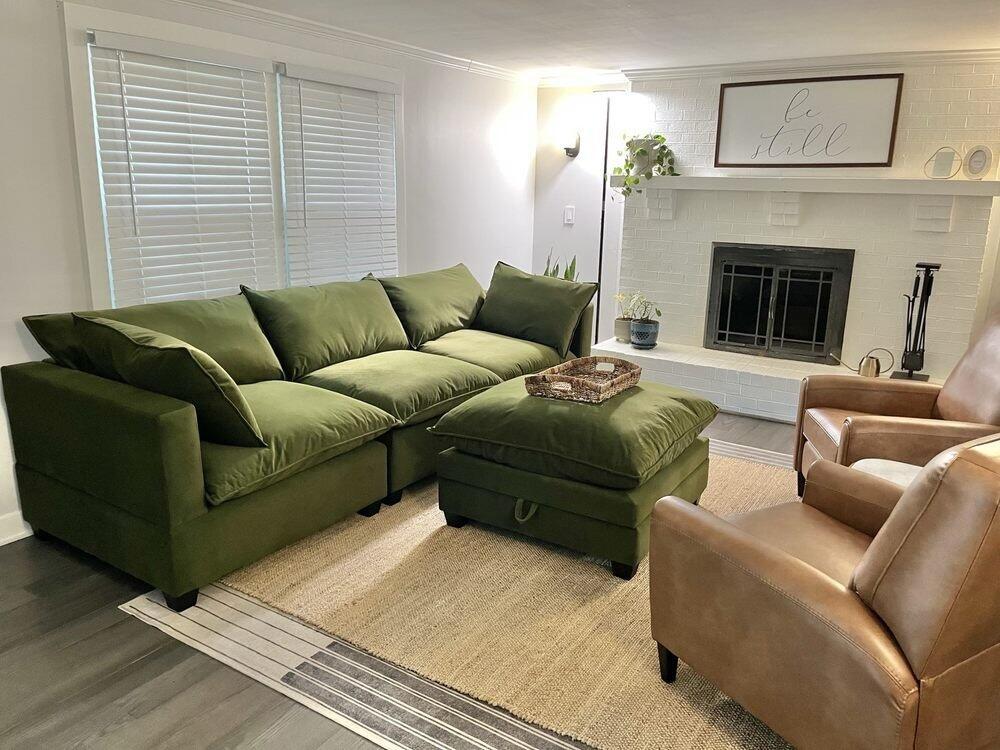 Olive Green Velvet Cloud Couch