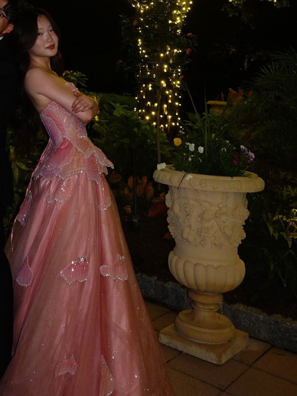 Luxury Pink 3D Floral Beaded Ball Gown Evening Dress SS749
