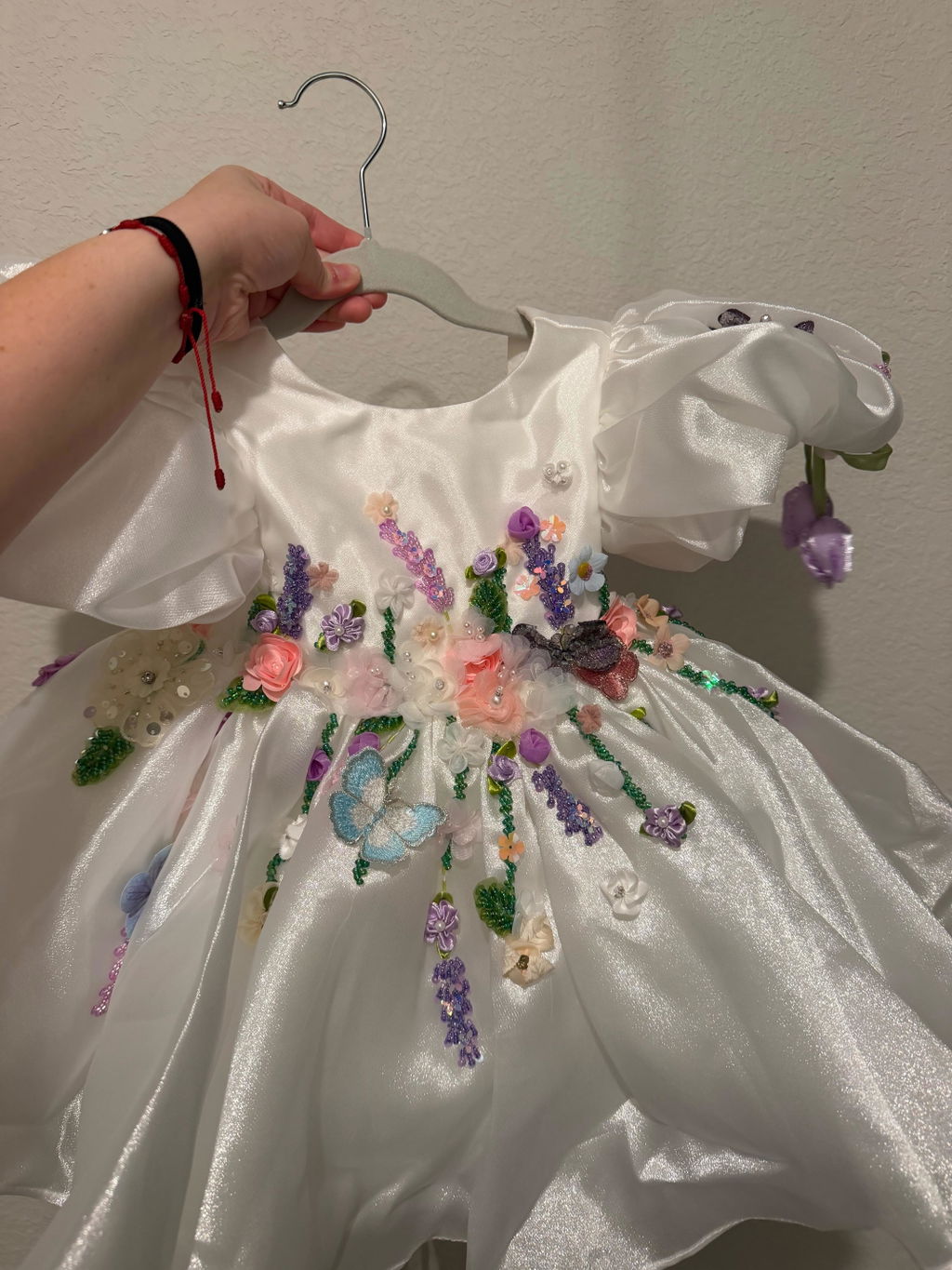 Handmade 3D Floral White Princess Dreamy Birthday Dress J832