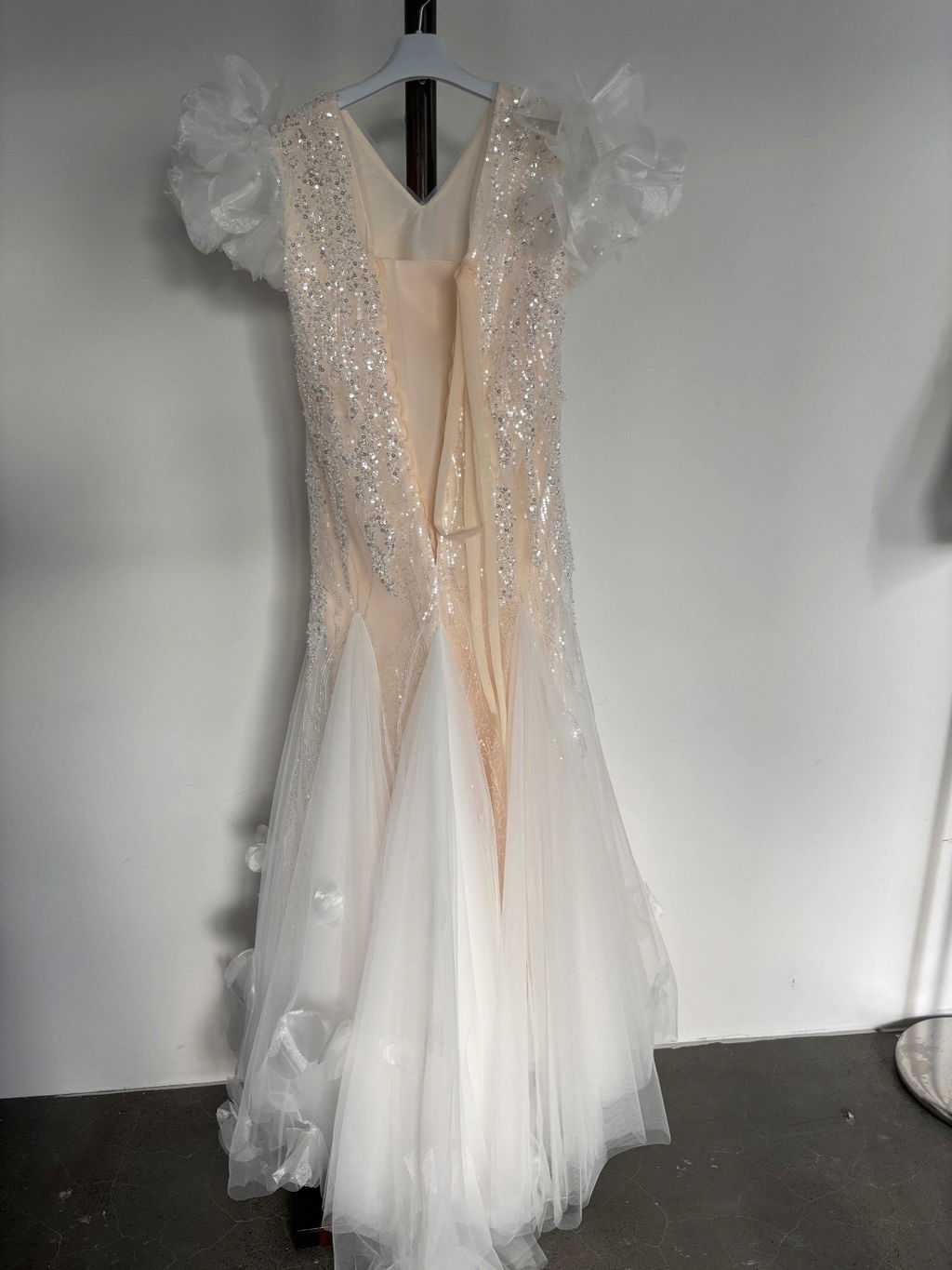 White Mermaid Pearls Flower Girl Dress J556