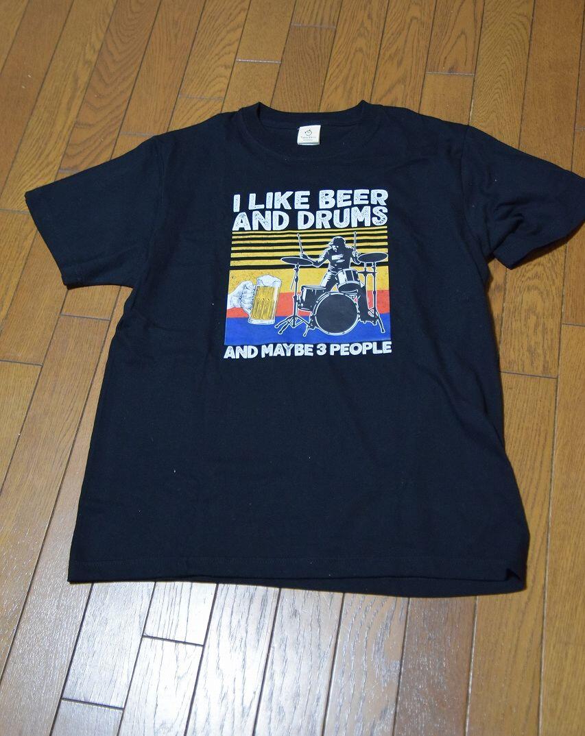 「I LIKE BEER AND DRUMS」ビール＆ドラムが好きTシャツ