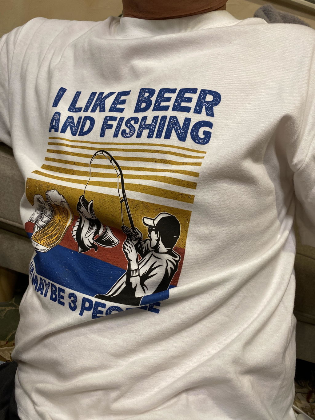 「I LIKE BEER AND FISHING」ビール＆釣り好き Tシャツ