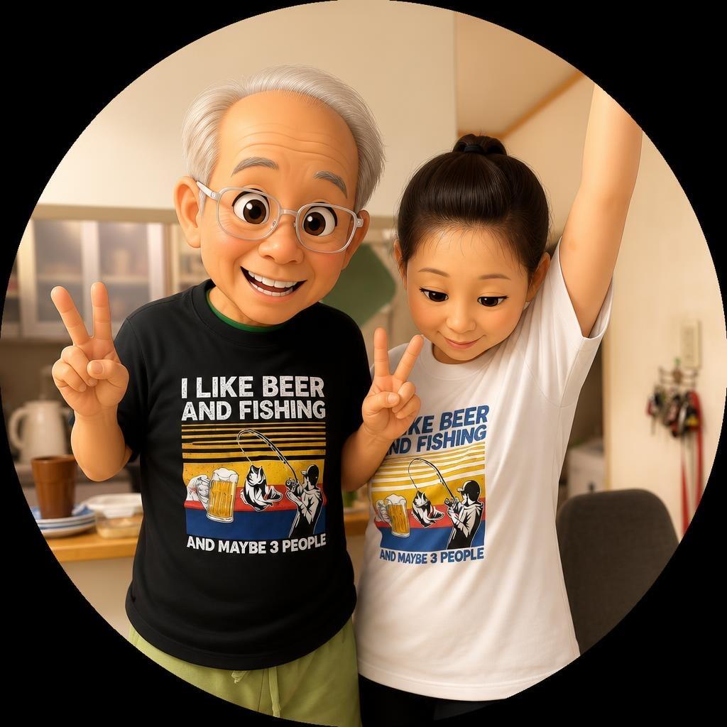 「I LIKE BEER AND FISHING」ビール＆釣り好き Tシャツ
