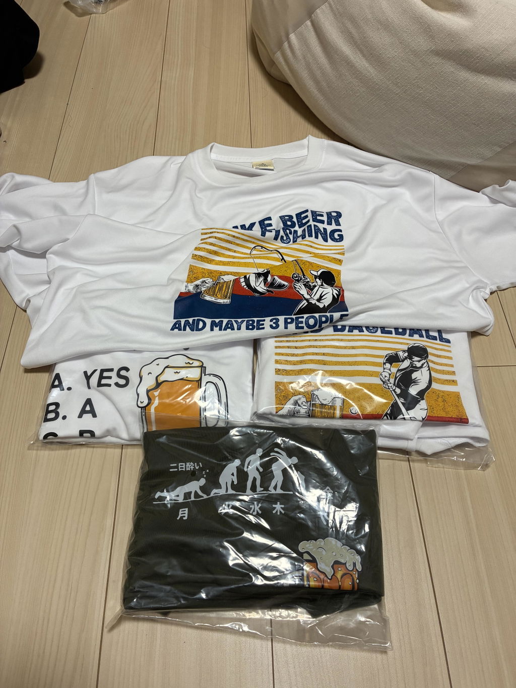 「I LIKE BEER AND BASEBALL」ビール＆野球が好き Tシャツ