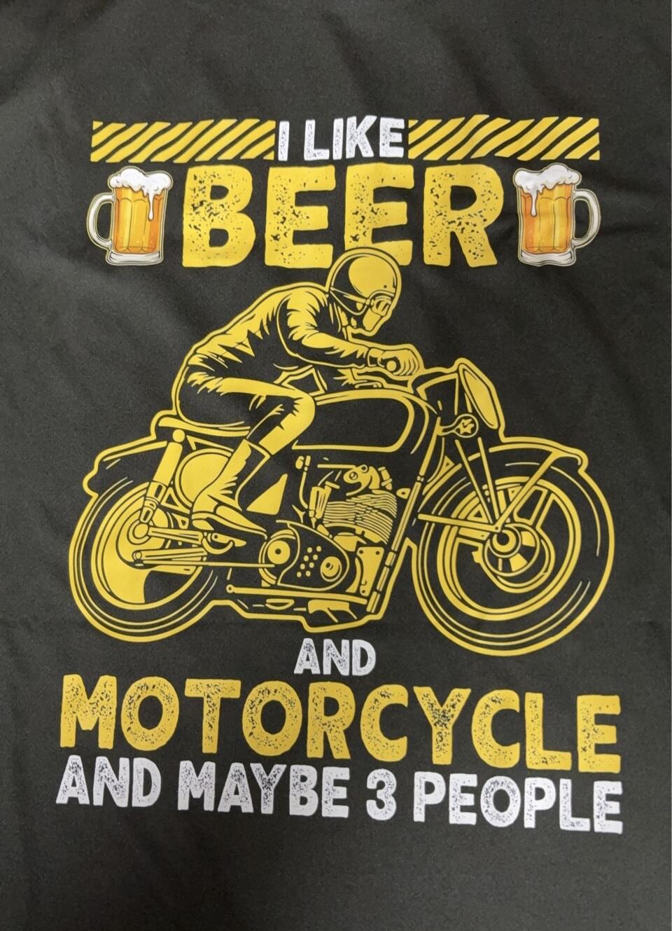 「I LIKE BEER AND MOTOR」ビール＆オートバイクが好き Tシャツ