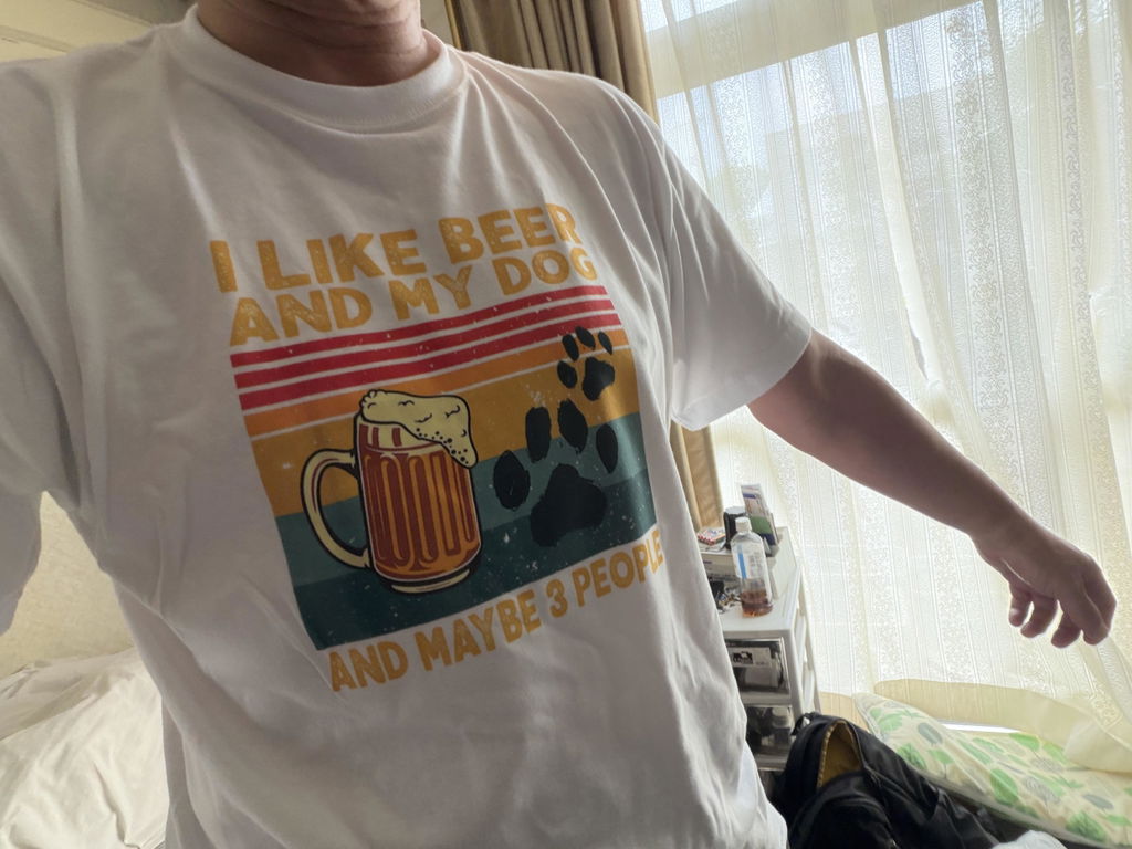 犬とビール好きTシャツ「I LIKE BEER AND MY DOG」 | 飲み会・誕生日プレゼントに