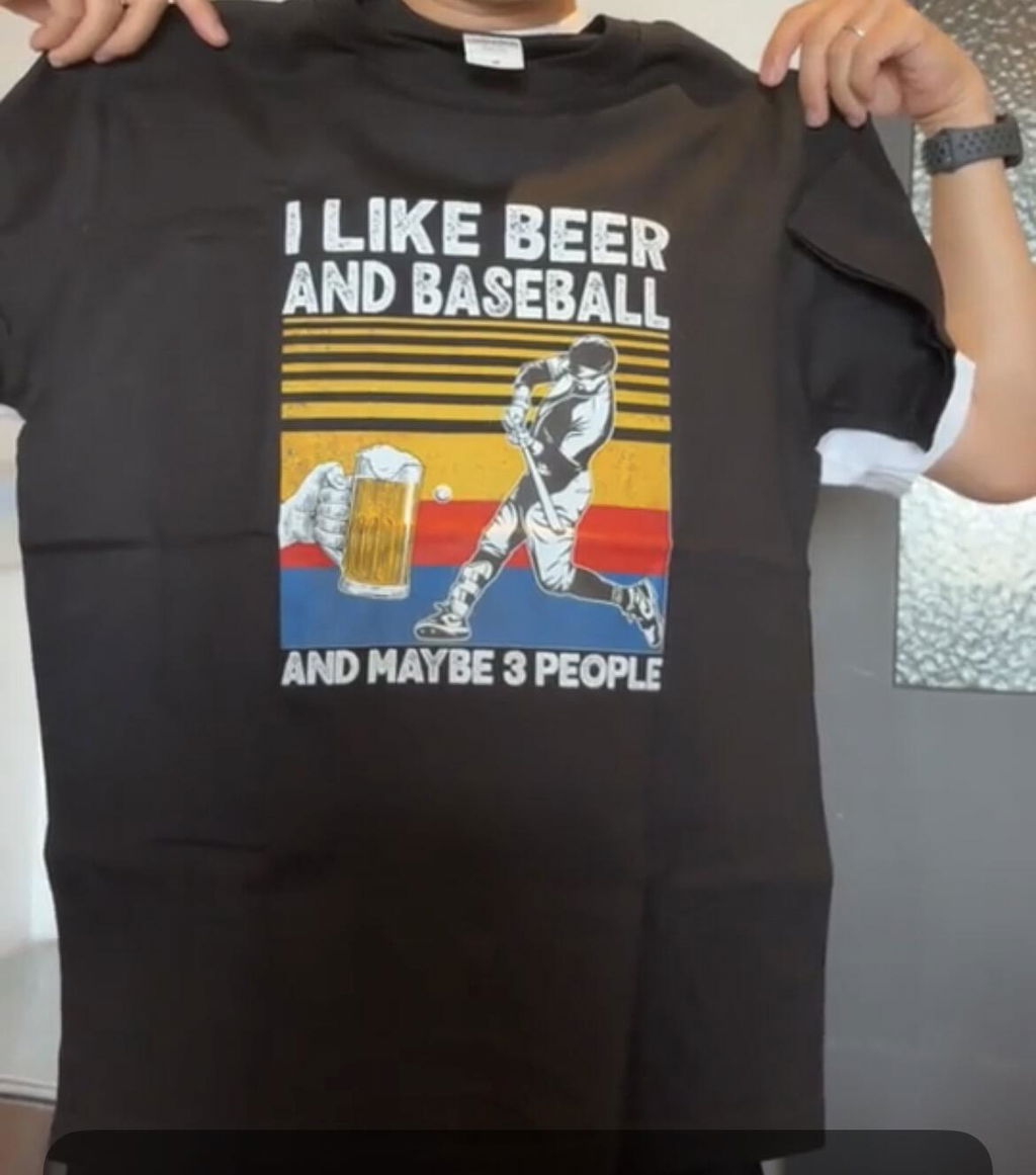 「I LIKE BEER AND BASEBALL」ビール＆野球が好き Tシャツ