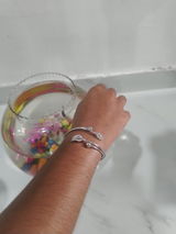 Silver Colour Snake Open Cuff Bracelet