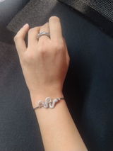 Silver Colour Snake Open Cuff Bracelet