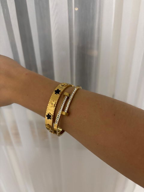Five Leaf clover Armreif | Edelstahl