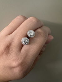 Annabelle Round Halo Moissanite Ear Studs