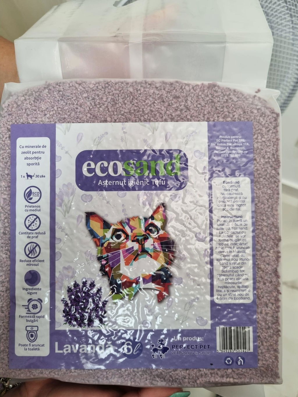 Asternut Ecosand MICRO – Lavanda, 6L, litiere automate, pisici mofturoase