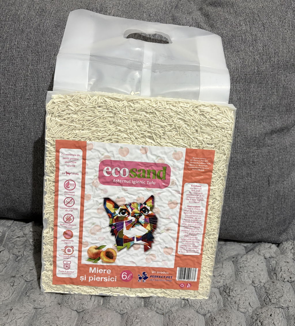 Nisip tofu pisici Ecosand piersici si miere 6L