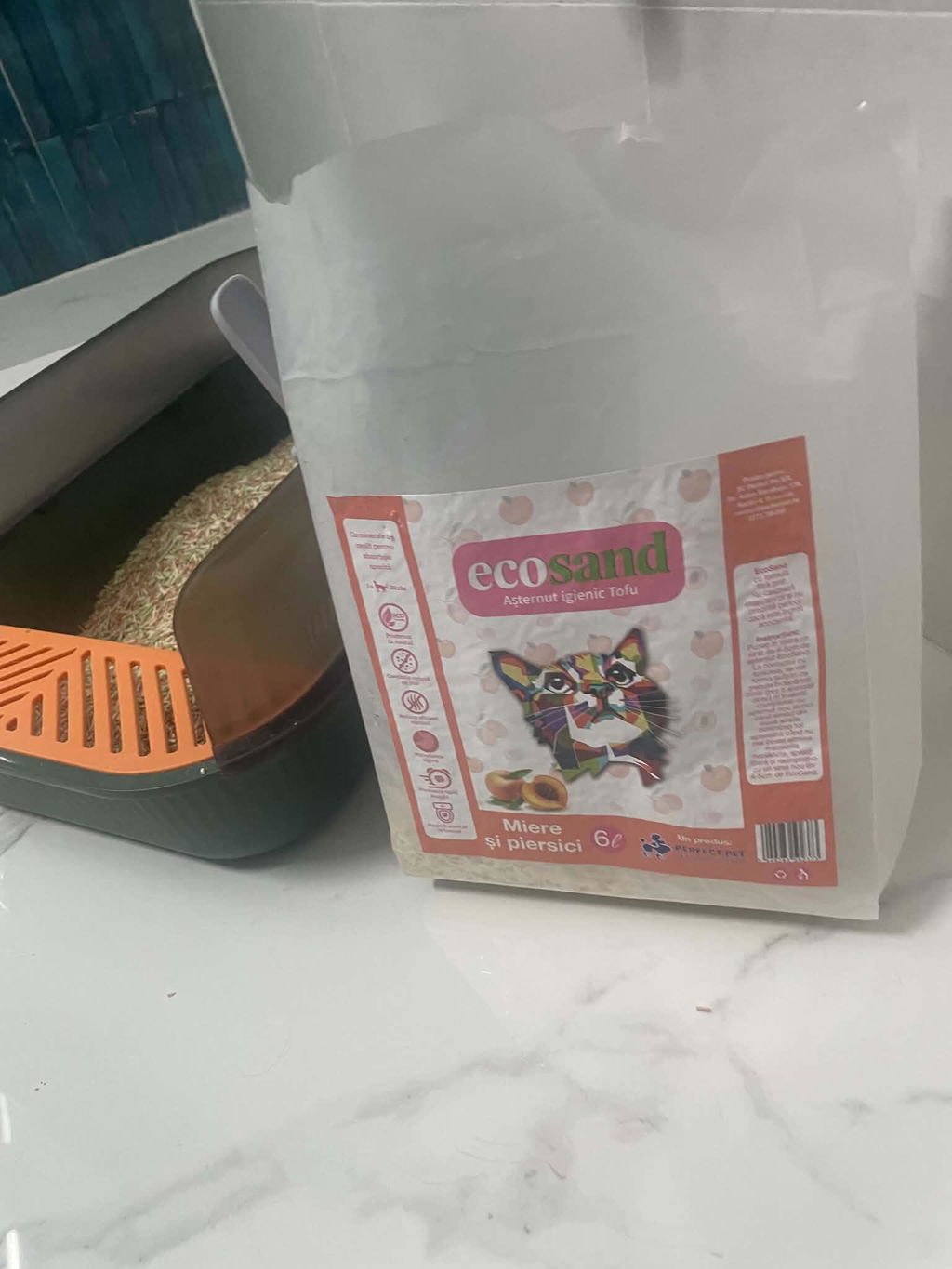 Nisip tofu pisici Ecosand piersici si miere 6L