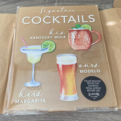 Bar Menu Signature Drinks! - Ours, Hers, and His - Bar Menu Sign, Bar Sign for wedding and special events.
