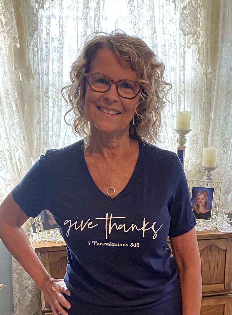 Customer photo of Give Thanks Relaxed Ladies V-Neck