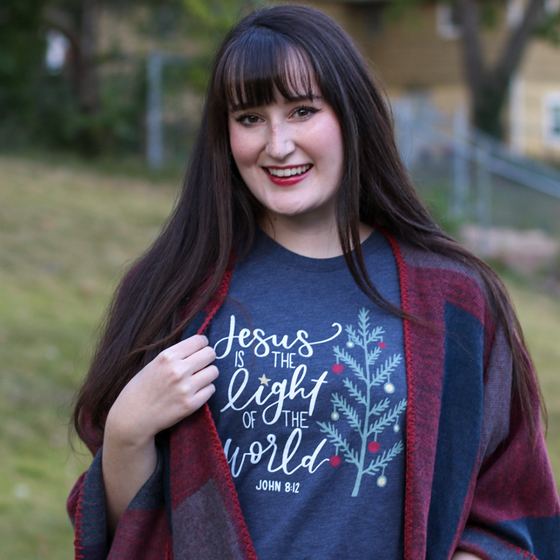 Customer photo of Jesus is the Light Multicolor Unisex Shirt from Savannah Wigger
