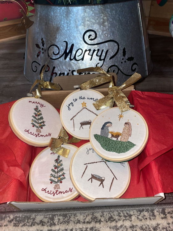 Customer photo of Joy to the World Christmas Ornament Embroidery Kit from Shawna Blalock