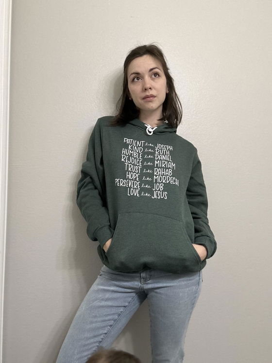 Customer photo of Patient Like Joseph Premium Fleece Hoodie from Elke Fallas