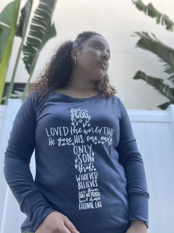 Customer photo of Floral John 3:16 Cross Tunic Tee from B.L.