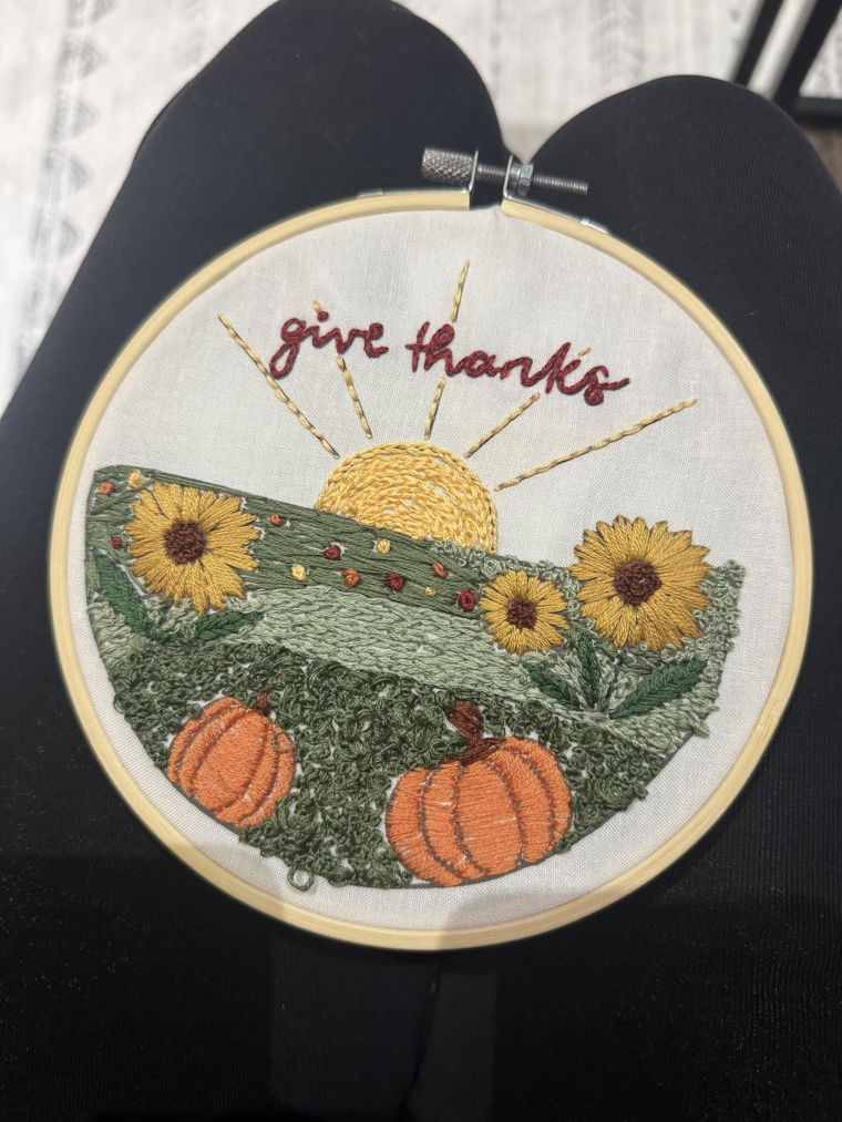 Customer photo of Landscape Give Thanks Embroidery Kit