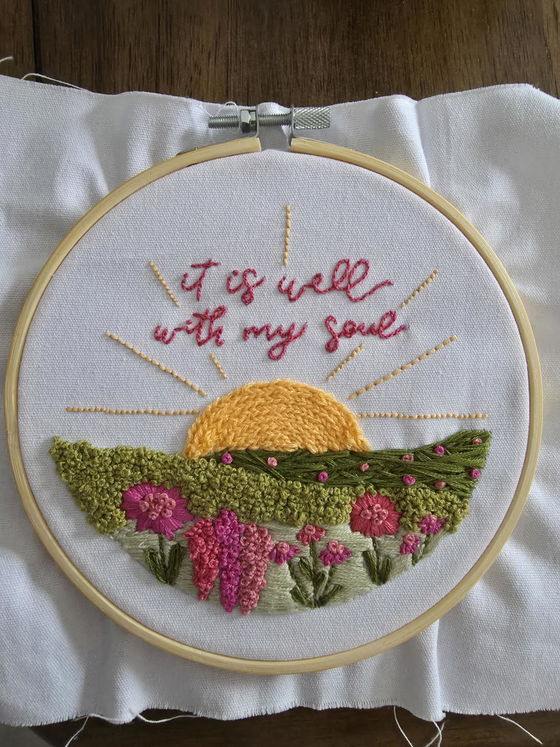 Customer photo of It Is Well With My Soul Embroidery Kit from Morgan