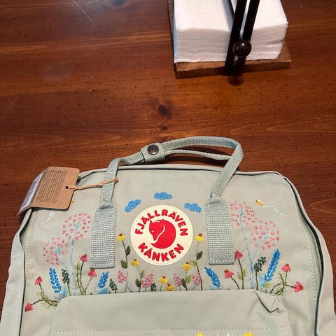 Fjallraven Kanken Backpack with Embroidered Wildflower - Personalized Embroidered Backpack - Custom Bag for Women