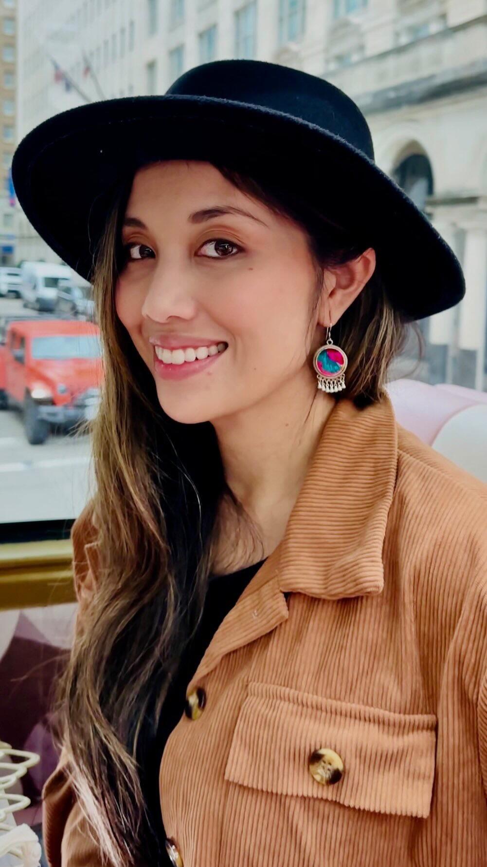 Circles of Joy Hand Embroidered Teardrop Earrings
