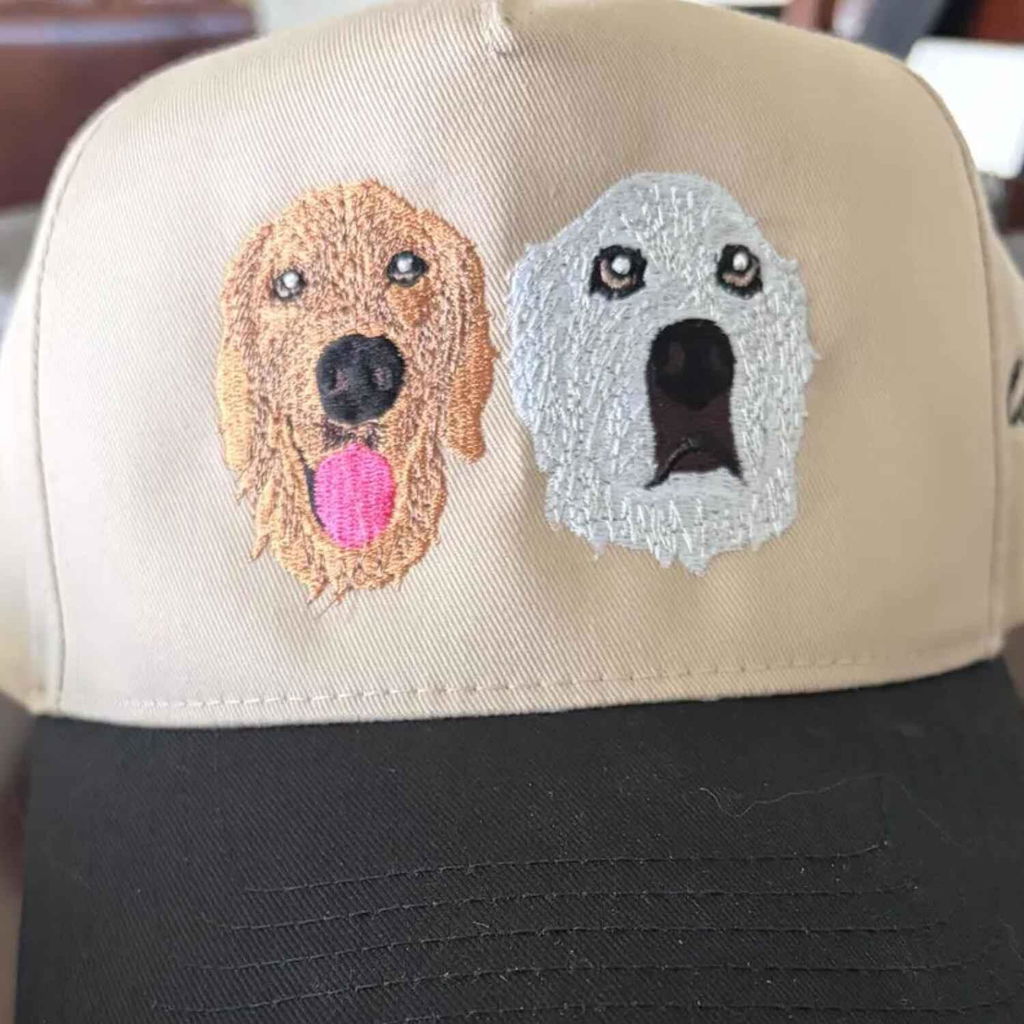 Custom Pet Photo Snapback Hats - Embroidered Dog, Cat or any Pet Portrait Caps