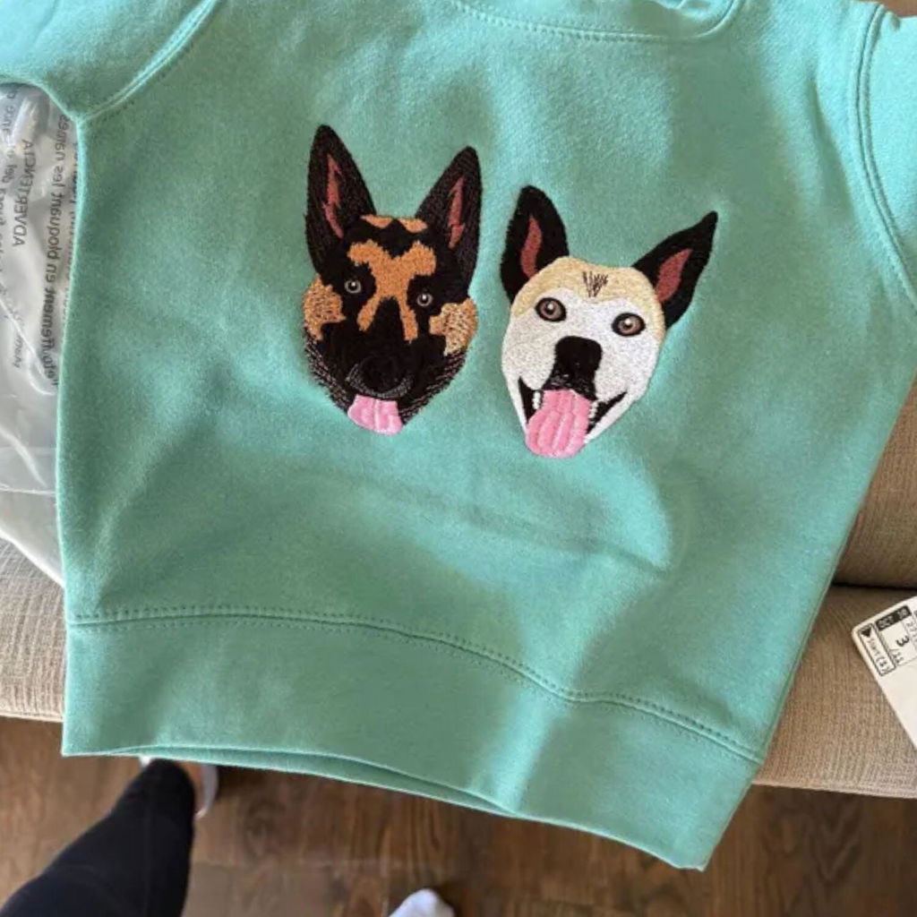 Custom Emroidered Pet Portrait Toddler Sweatshirt or Hoodie from Photo, Personalized Gift for Kids