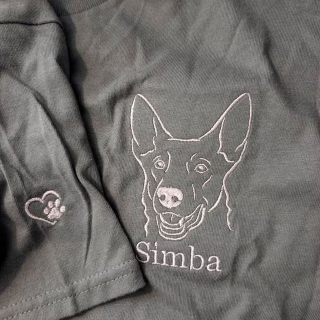 Custom Pet Portrait Youth Shirt - Embroidered Dog Cat Photo Full Color Tee - Personalized Dog Children Gift