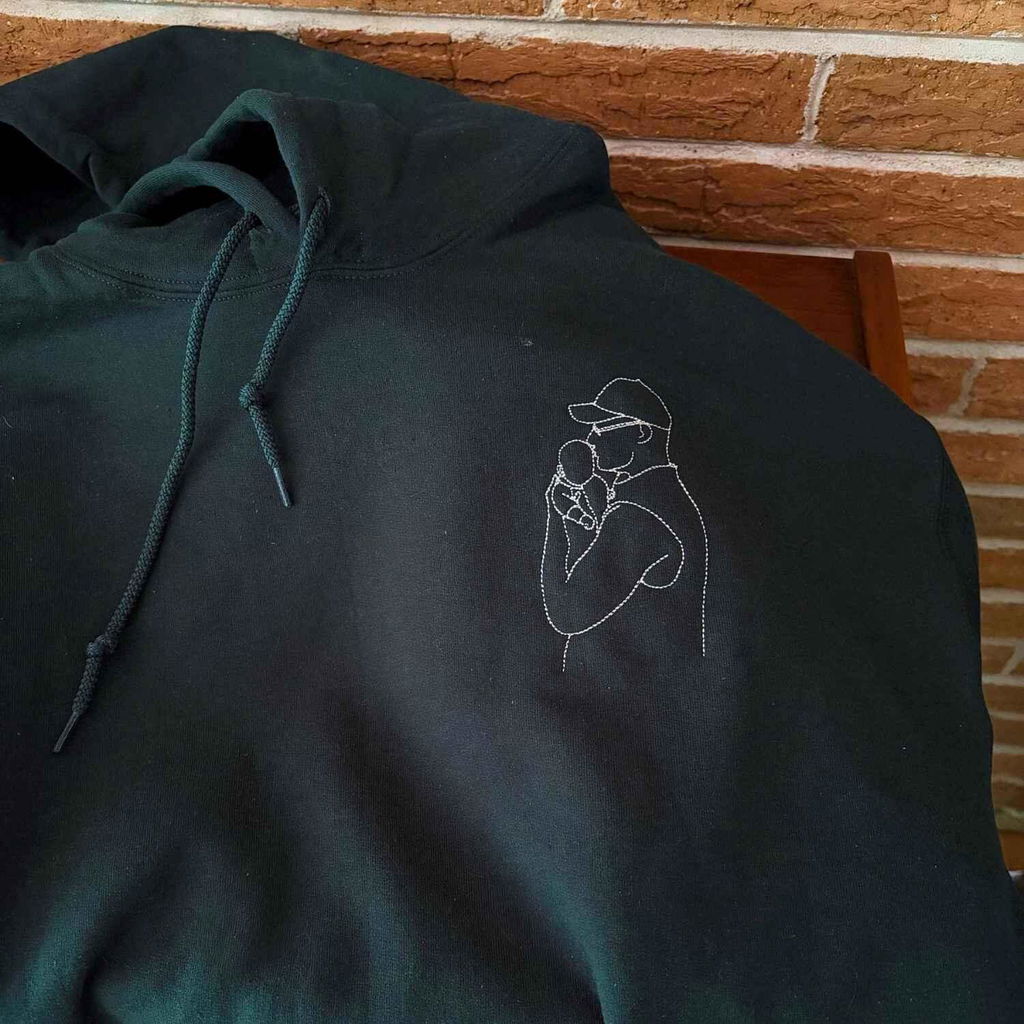 First Father's Day Sweatshirt or Hoodie with Custom Embroidered Photo Father and Son, New Dad Gift