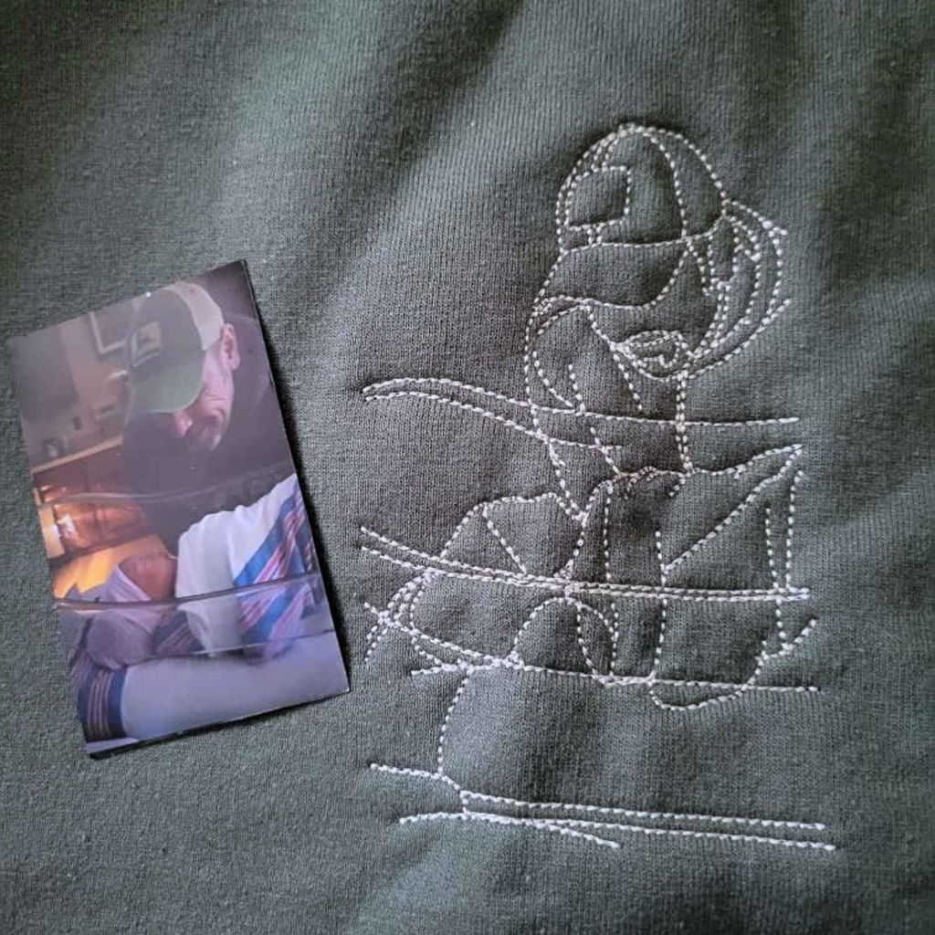 First Father's Day Sweatshirt or Hoodie with Custom Embroidered Photo Father and Son, New Dad Gift