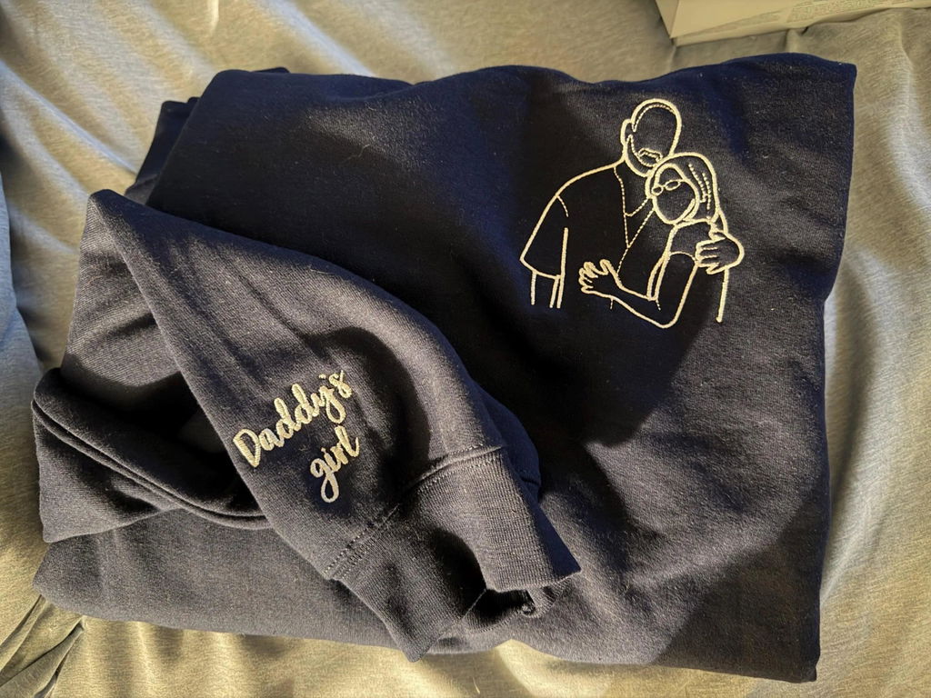 First Father's Day Sweatshirt or Hoodie with Custom Embroidered Photo Father and Son, New Dad Gift