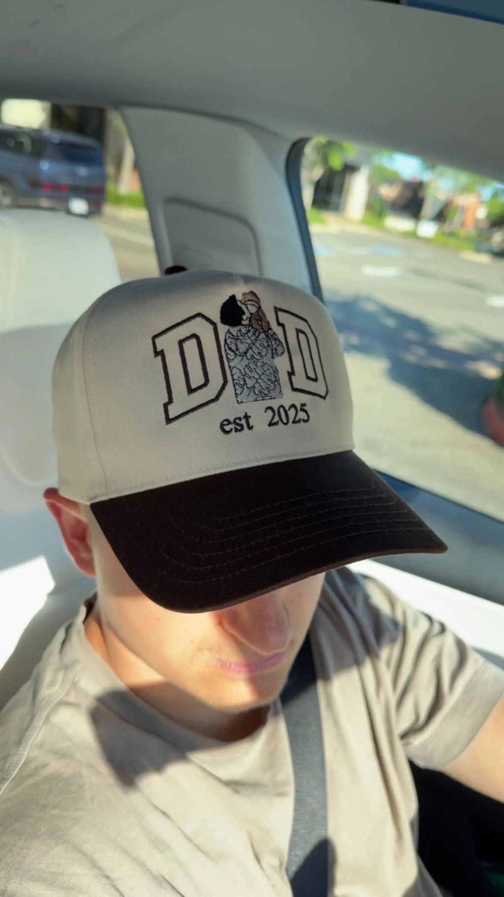 Custom Embroidered Dad Hat Photo Portrait - Father's Day Gift for Him, First Time Dad Est Year