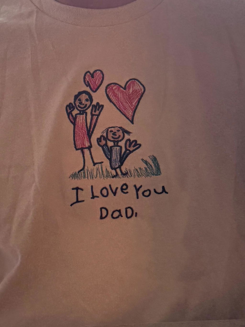 Custom Embroidered Kids Drawing T-shirt for Dad - Draw from Your Photo Father's Day Gift