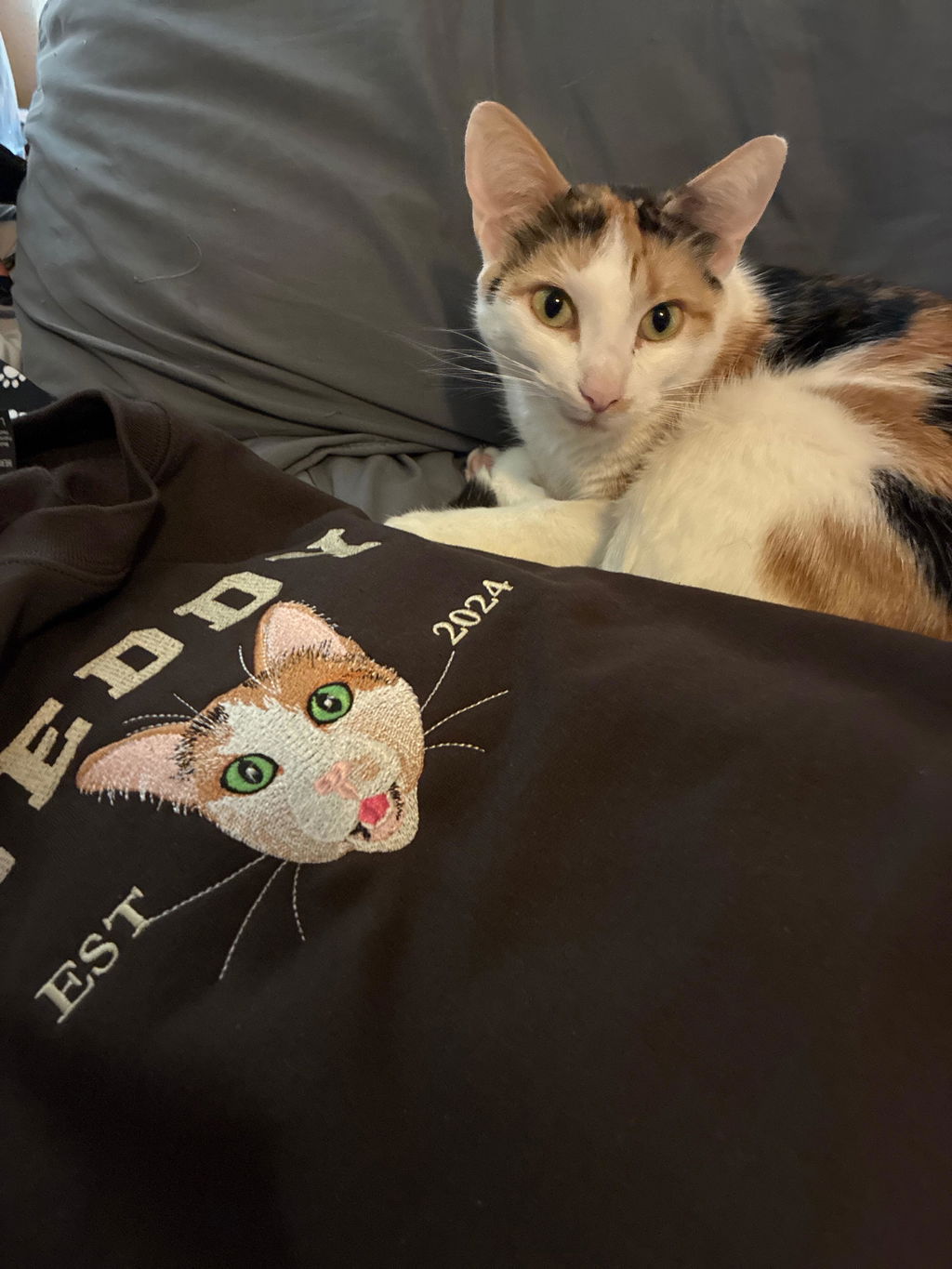 Custom Pet Portrait Embroidered Sweatshirt, Hoodie, Custom Pet Picture