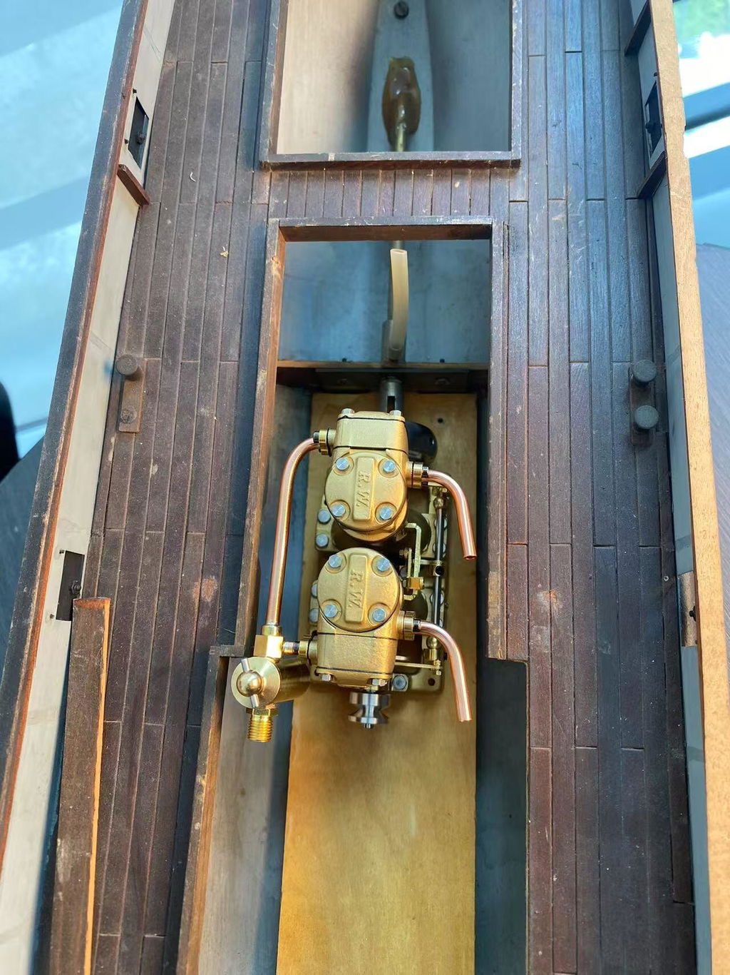 RW-L2 Retro Brass Double-Cylinder Steam Engine Model for 70-130cm Steamship - Build You Own Engine Model